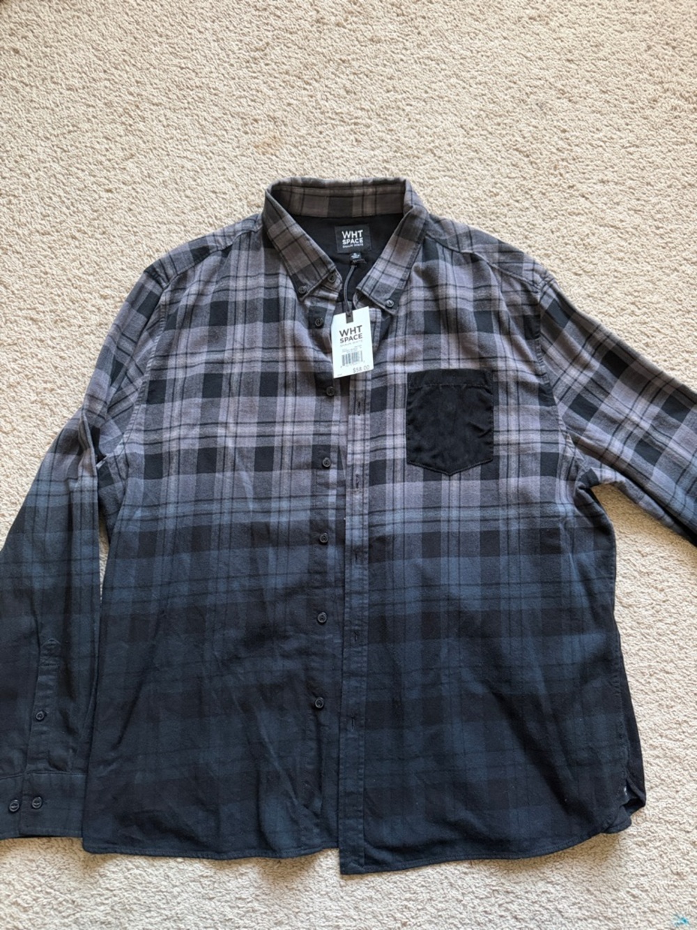 WHT SPACE  Black & Gray Ombre Plaid Button-Up Shirt